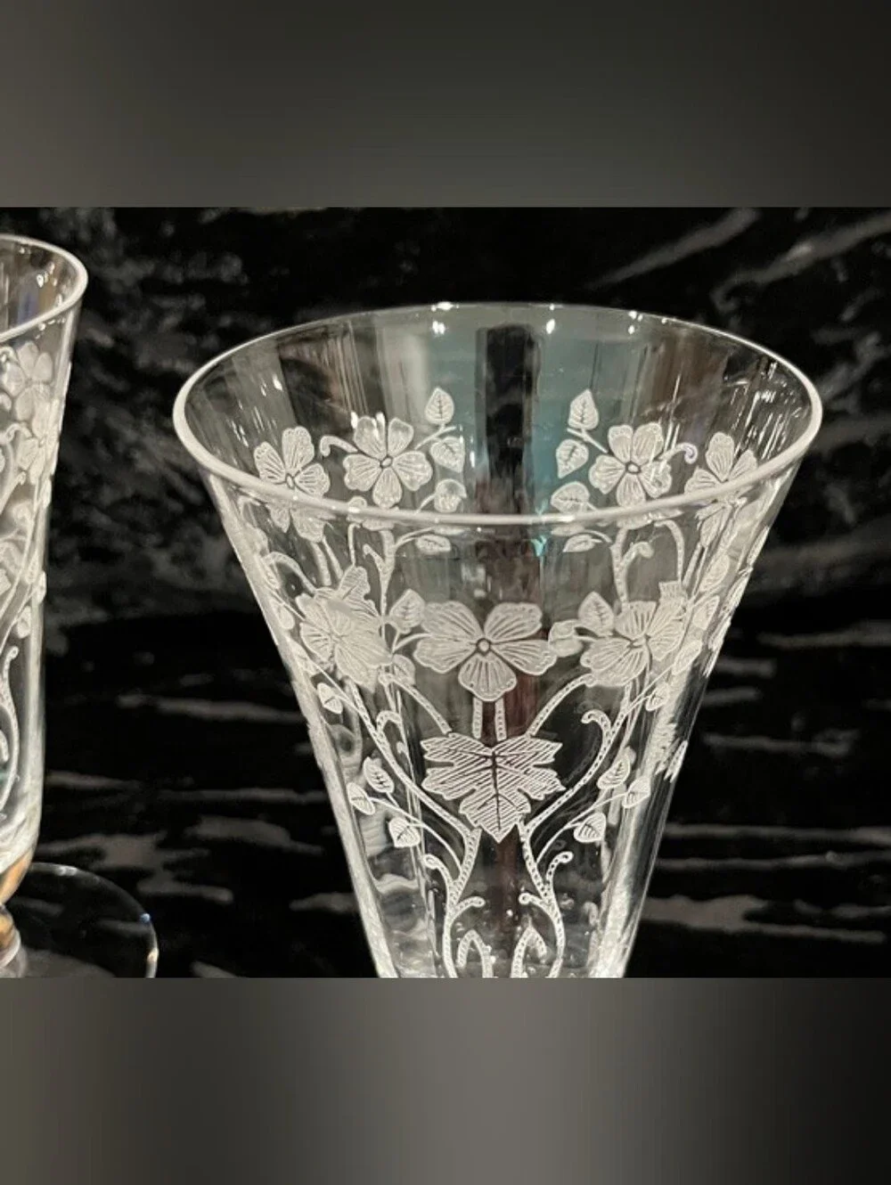 Vintage 1930s Morgantown Baden Etched Crystal Footed Tumblers - Set of 4 (1930s)
